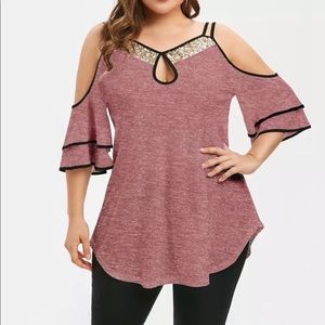 Red- Cold Shoulder Women’s Blouse